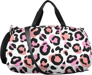 VIGTRO Modern Leopard Color Fur Kids Overnight Travel Duffel Bag Sport Gym Bag for Boys Girls with Shoe Compartment, Carry On Weekender Luggage Bag for Dance Swim Yoga