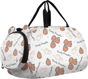VIGTRO Sweet Candy Pumpkin Kids Overnight Travel Duffel Bag Sport Gym Bag for Boys Girls with Shoe Compartment, Halloween Carry On Weekender Luggage Bag for Dance Swim Yoga