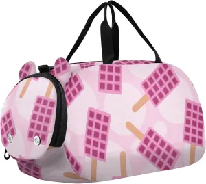 VIGTRO Sweet Dessert Food Popsicle Kids Overnight Travel Duffel Bag Sport Gym Bag for Boys Girls with Shoe Compartment, Carry On Weekender Luggage Bag for Dance Swim Yoga