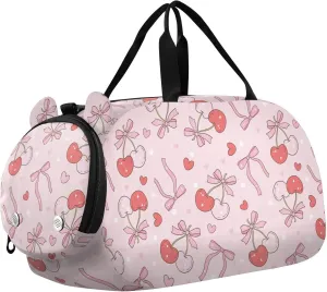 VIGTRO Sweet Treats Bows Kids Overnight Travel Duffel Bag Sport Gym Bag for Boys Girls with Shoe Compartment, Carry On Weekender Luggage Bag for Dance Swim Yoga