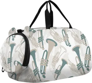 VIGTRO Trumpet Musical Instrument Kids Overnight Travel Duffel Bag Sport Gym Bag for Boys Girls with Shoe Compartment, Carry On Weekender Luggage Bag for Dance Swim Yoga