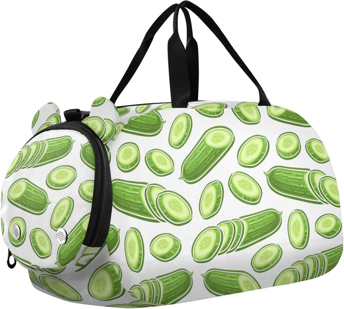 VIGTRO Vegetables Cut Slices Of Cucumber Kids Overnight Travel Duffel Bag Sport Gym Bag for Boys Girls with Shoe Compartment, Carry On Weekender Luggage Bag for Dance Swim Yoga