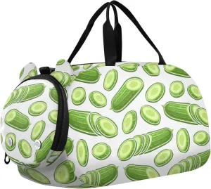 VIGTRO Vegetables Cut Slices Of Cucumber Kids Overnight Travel Duffel Bag Sport Gym Bag for Boys Girls with Shoe Compartment, Carry On Weekender Luggage Bag for Dance Swim Yoga