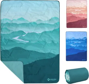 VILLEY Picnic Blanket, 3-Layer Camping Blanket 52"x75", Machine Washable, Water Repellent and Sandproof, Packable and Portable for Camping, Travel, Park, Beach and Indoor Use