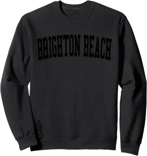 Vintage Brighton Beach Distressed Black Varsity Style Sweatshirt