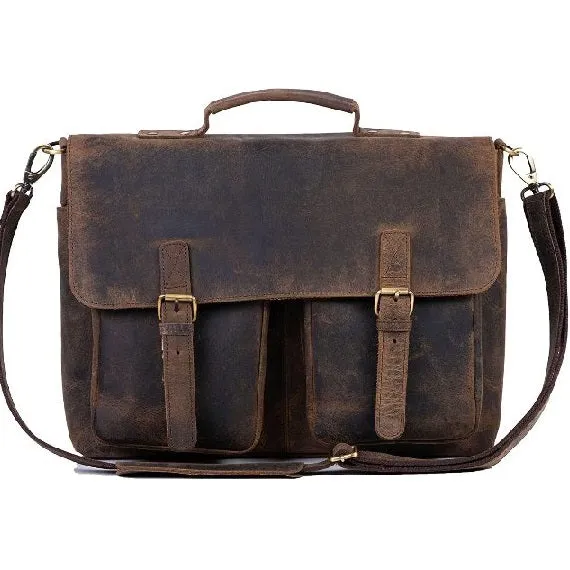 Vintage Buff Leather Messenger Bag