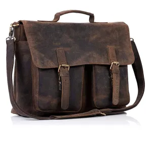 Vintage Buff Leather Messenger Bag