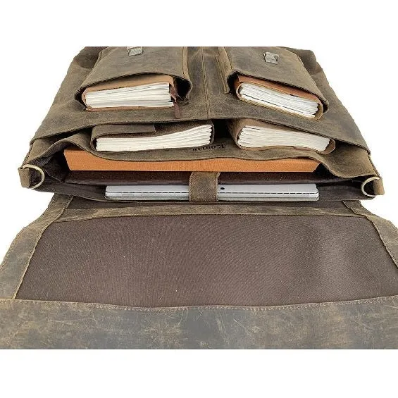 Vintage Buff Leather Messenger Bag