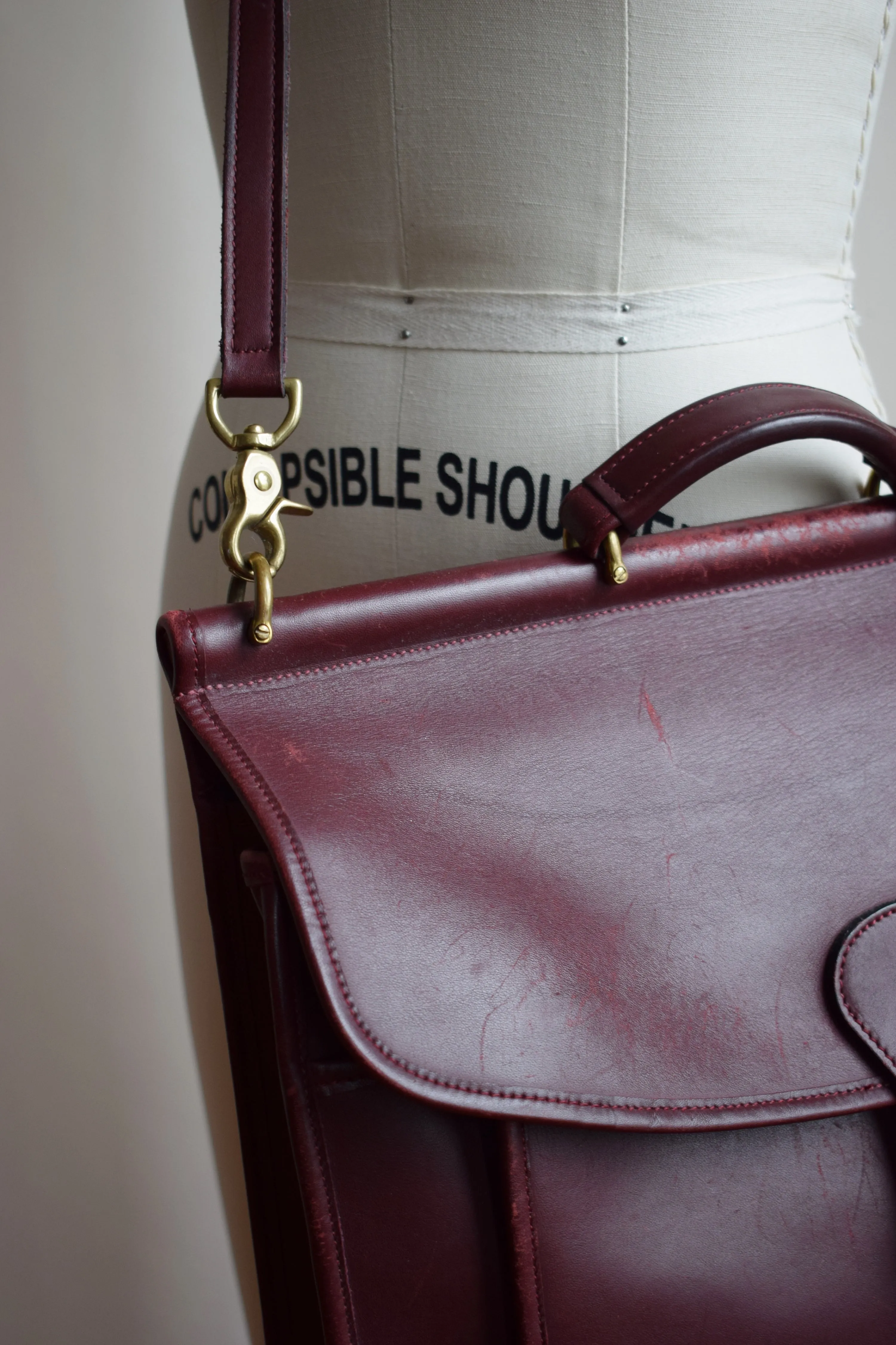 Vintage Burgundy Leather Satchel