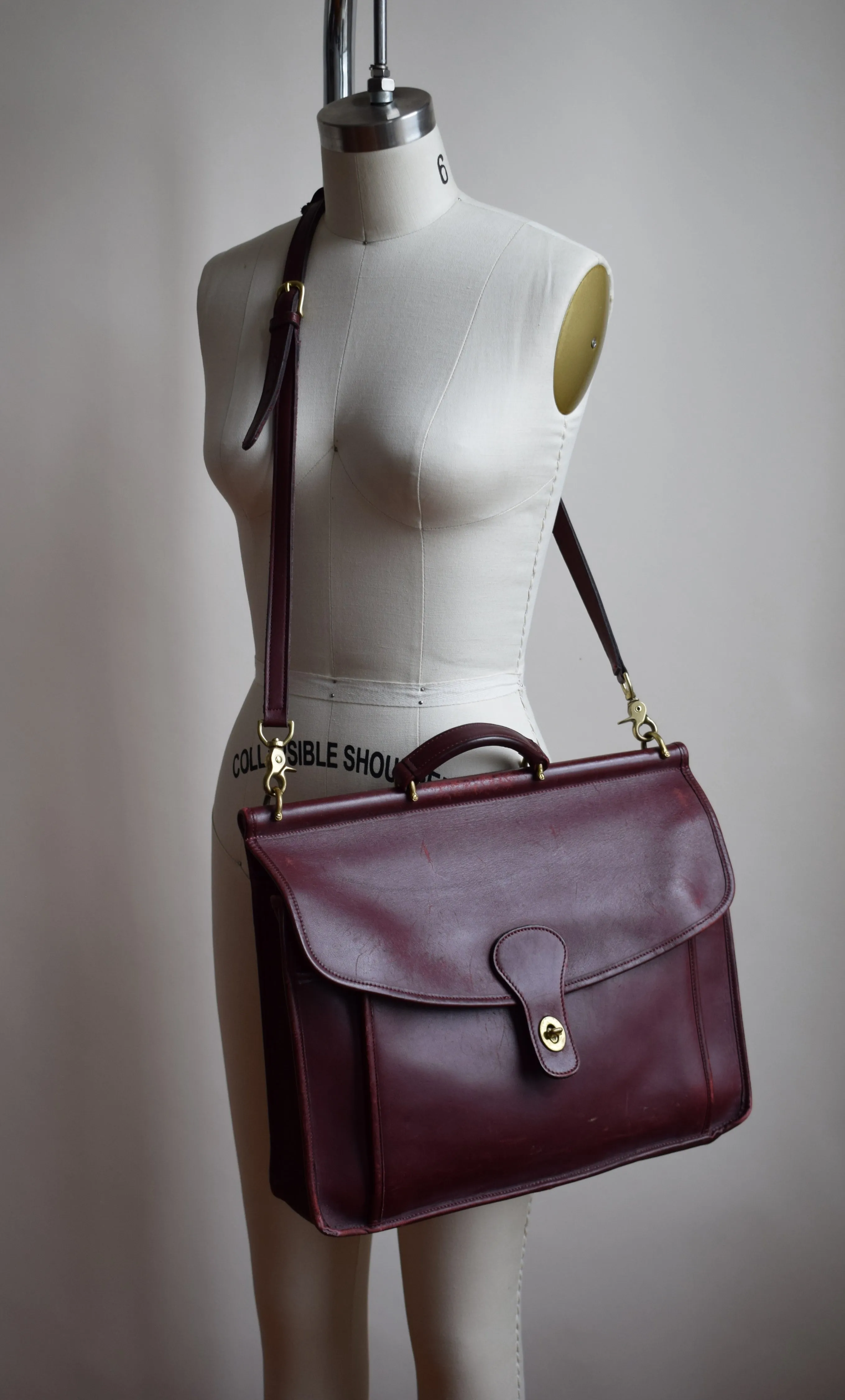 Vintage Burgundy Leather Satchel