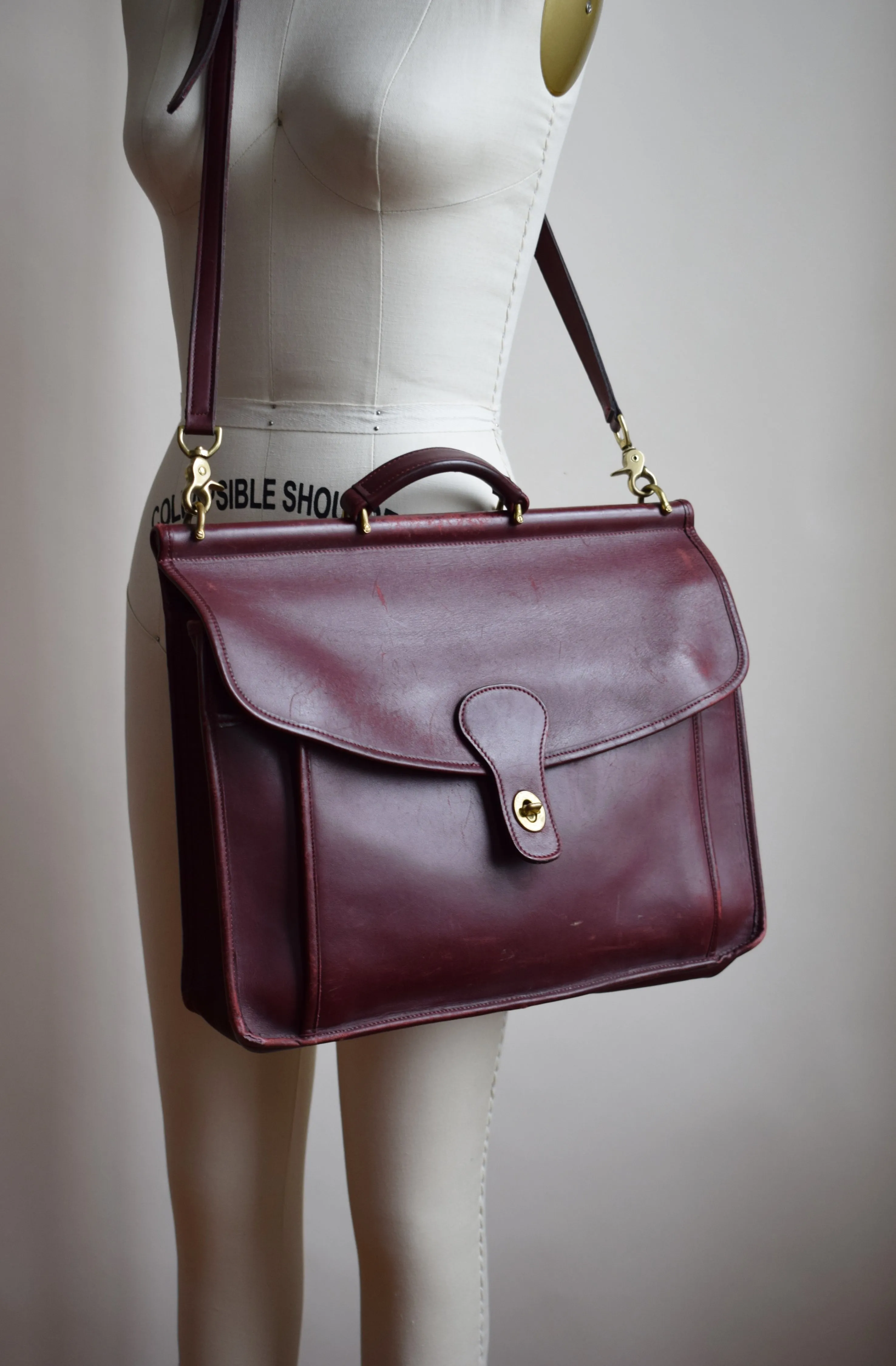 Vintage Burgundy Leather Satchel