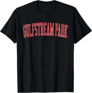 Vintage Gulfstream Park Distressed Red Varsity Style T-Shirt