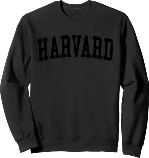 Vintage Harvard IL Distressed Black Varsity Style Sweatshirt