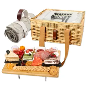 Vintage Insulated Wicker Picnic Basket Set