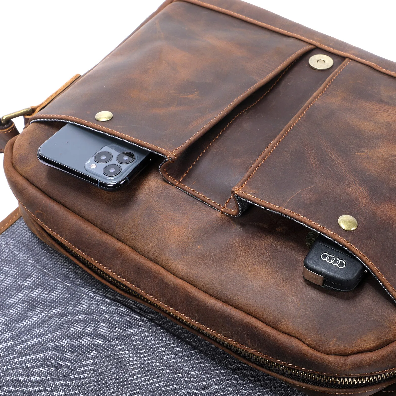 Vintage Leather Messenger Bag | MECHELEN
