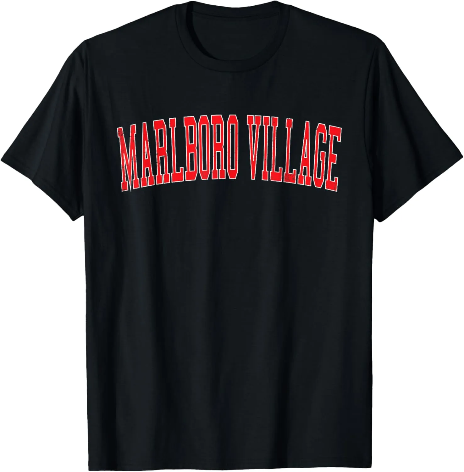 Vintage Marlboro Village MD Distressed Red Varsity Style T-Shirt