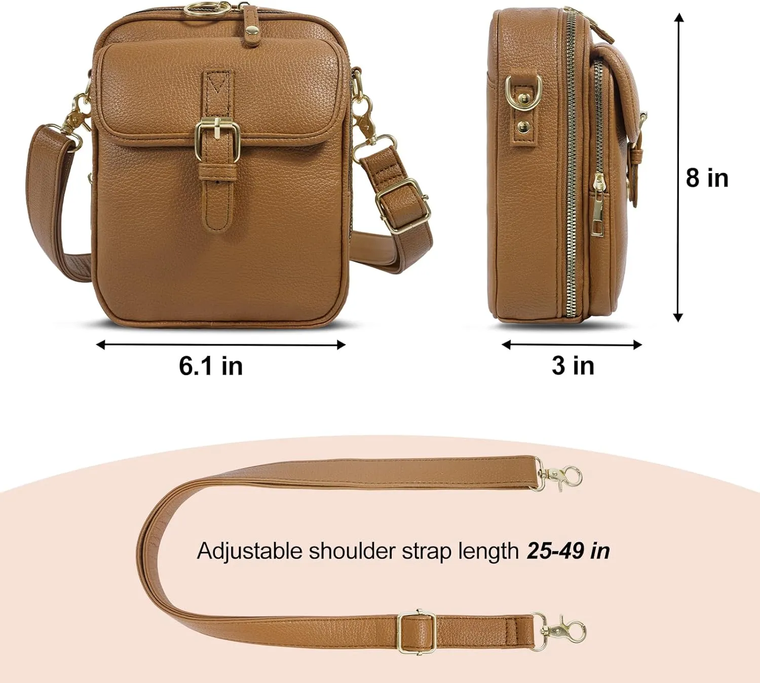 Vintage Messenger Bag,Womens Large Capacity Sling Bag Crossbody,Eather Cell Phone Pouch,Small Purses,Mini Shoulder Handbag