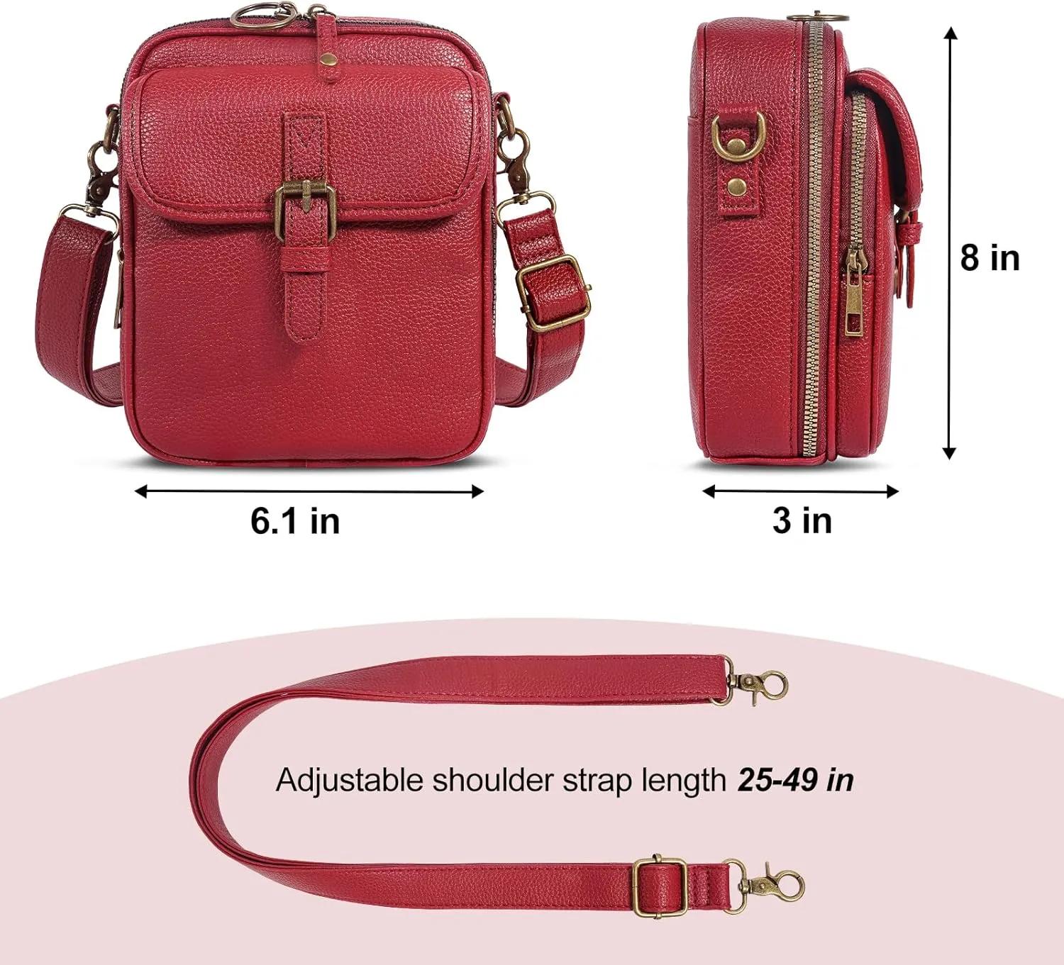 Vintage Messenger Bag,Womens Large Capacity Sling Bag Crossbody,Eather Cell Phone Pouch,Small Purses,Mini Shoulder Handbag
