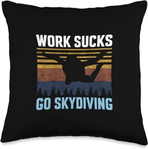 Vintage Parachuting Adventure Retro Style Throw Pillow