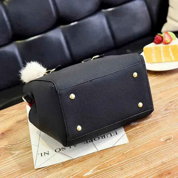 Vintage PU Leather Handbag with Plush Tassel - Stylish Ladies Shoulder & Crossbody Purse