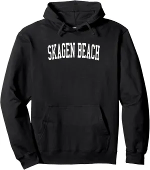 Vintage Skagen Beach Distressed White Varsity Style Pullover Hoodie