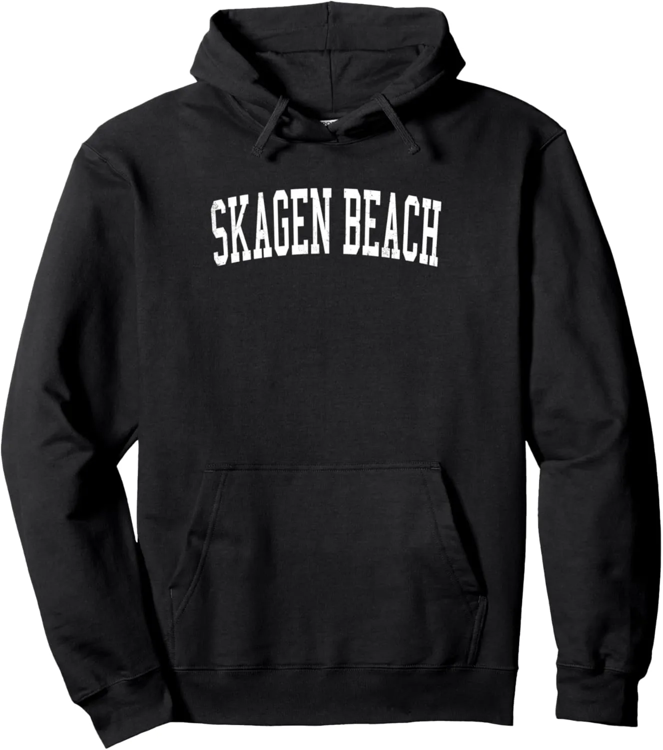 Vintage Skagen Beach Distressed White Varsity Style Pullover Hoodie