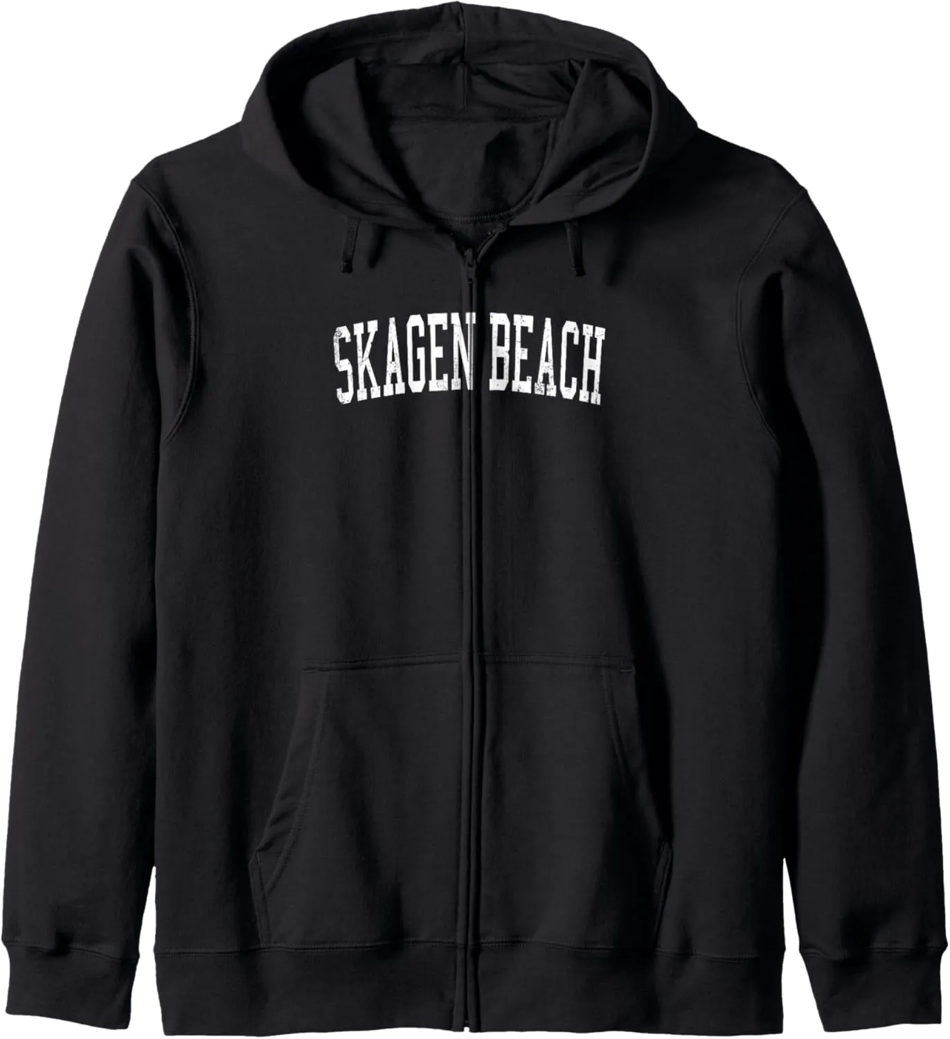Vintage Skagen Beach Distressed White Varsity Style Zip Hoodie