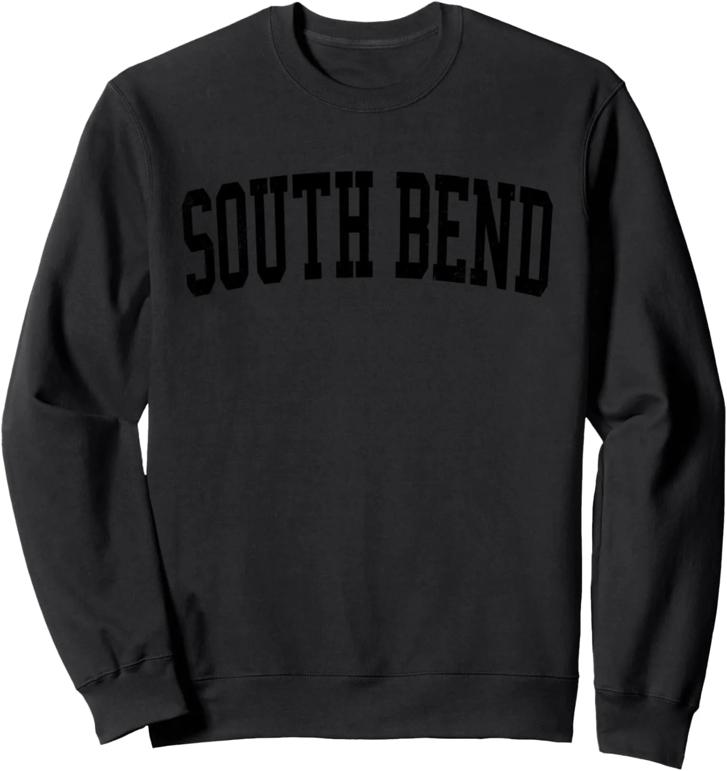 Vintage South Bend IN Distressed Black Varsity Style Sweatshirt