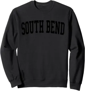Vintage South Bend IN Distressed Black Varsity Style Sweatshirt