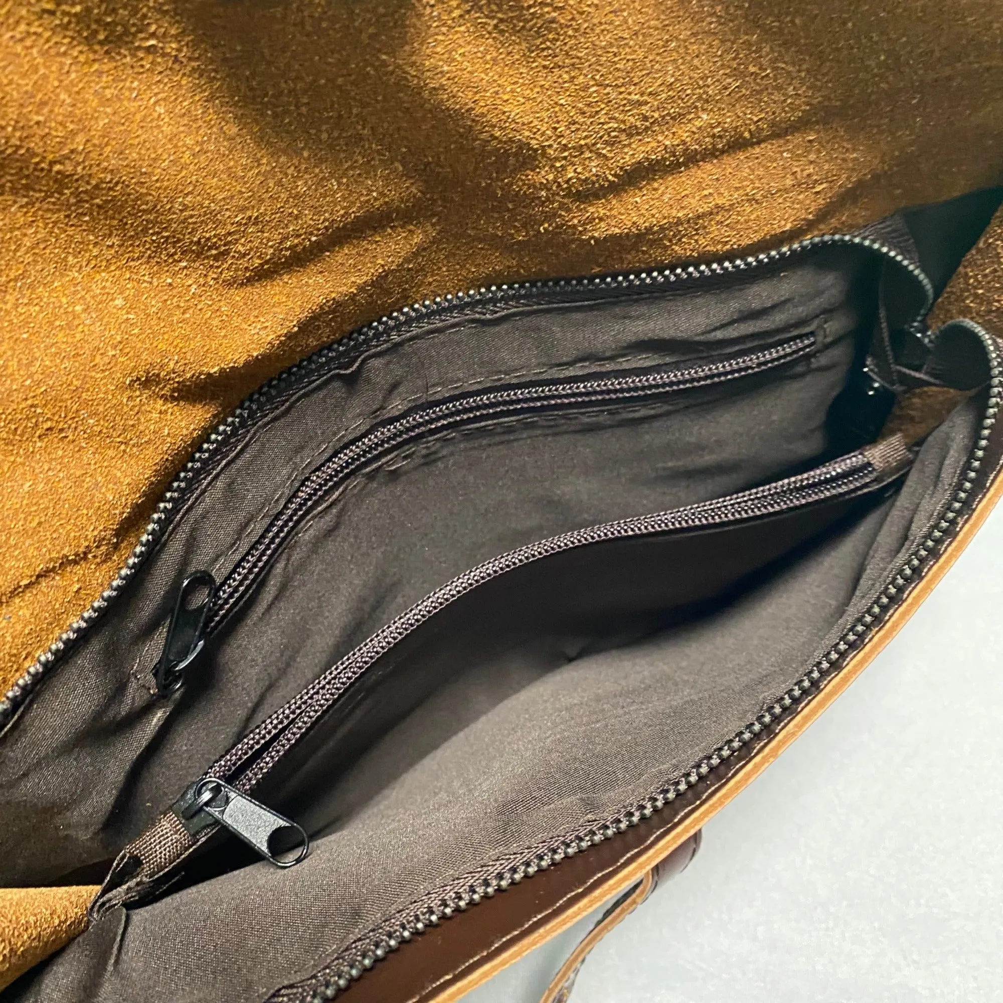 Vintage-Style Dark Brown Vegan Leather Crossbody Messenger Bag