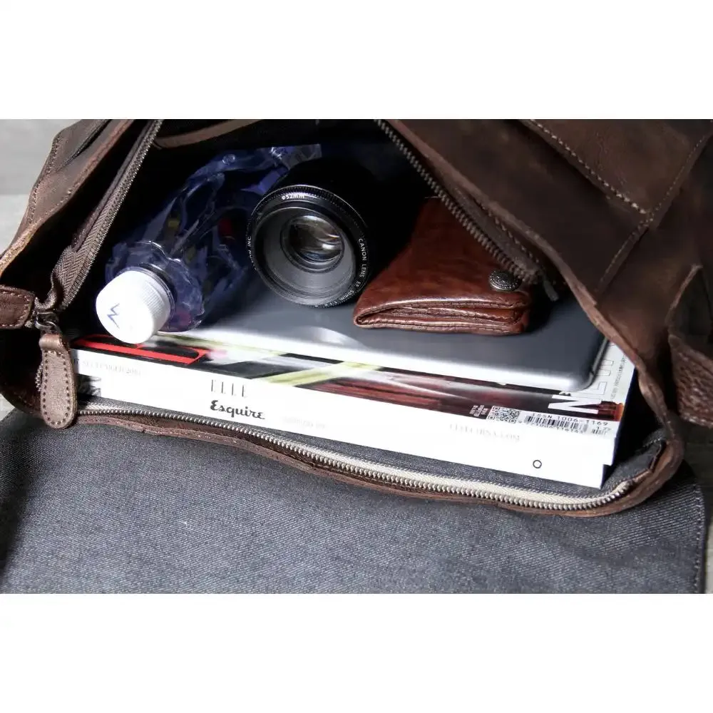 Vintage-Style Leather Messenger Bag