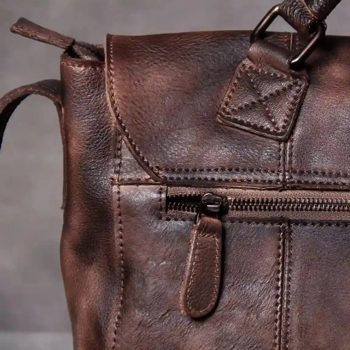 Vintage-Style Leather Messenger Bag