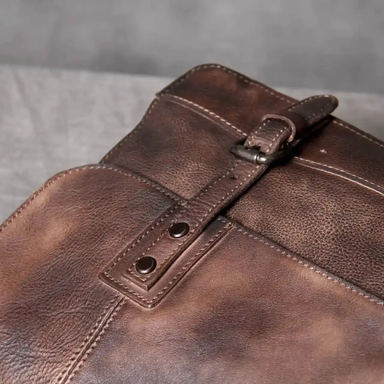 Vintage-Style Leather Messenger Bag