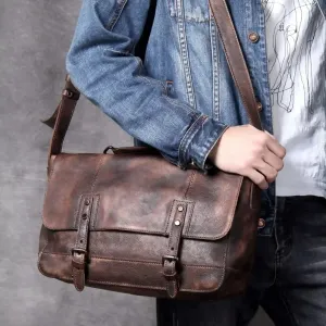 Vintage-Style Leather Messenger Bag
