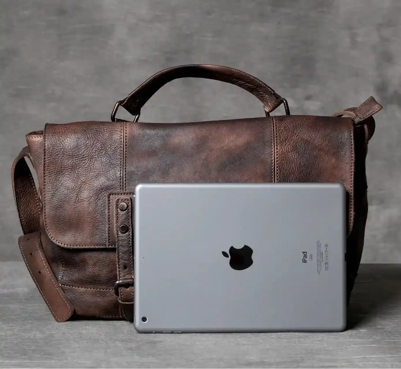 Vintage-Style Leather Messenger Bag