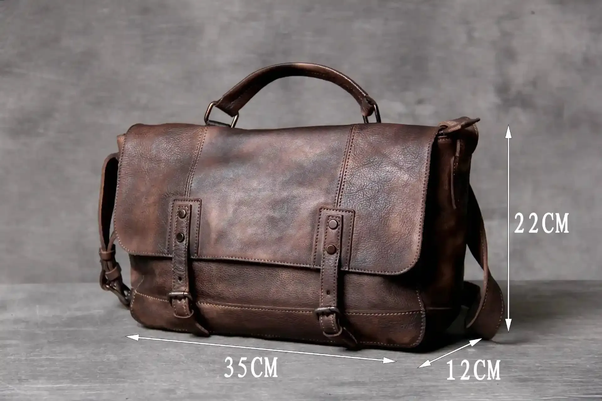 Vintage-Style Leather Messenger Bag