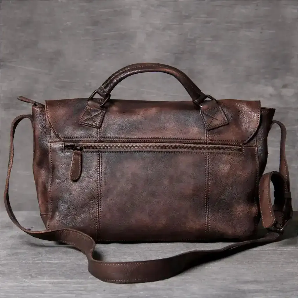 Vintage-Style Leather Messenger Bag