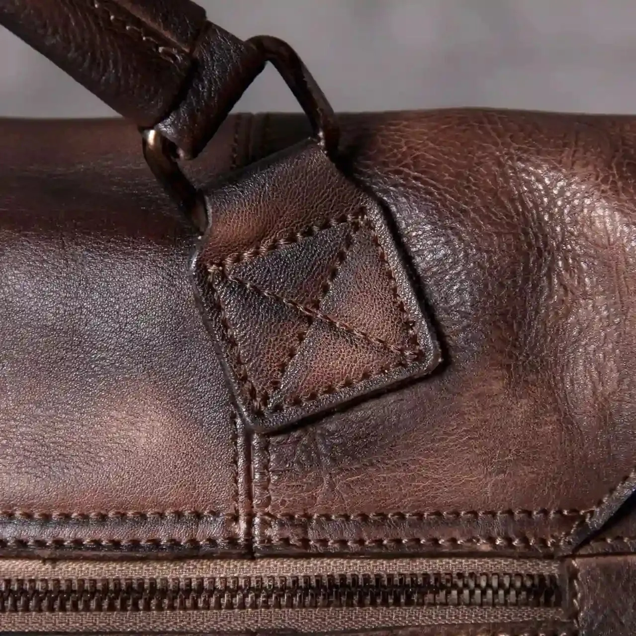 Vintage-Style Leather Messenger Bag