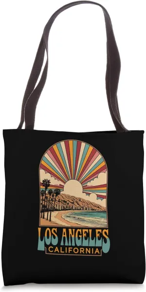 Vintage Style Los Angeles California Sunset Retro Tote Bag