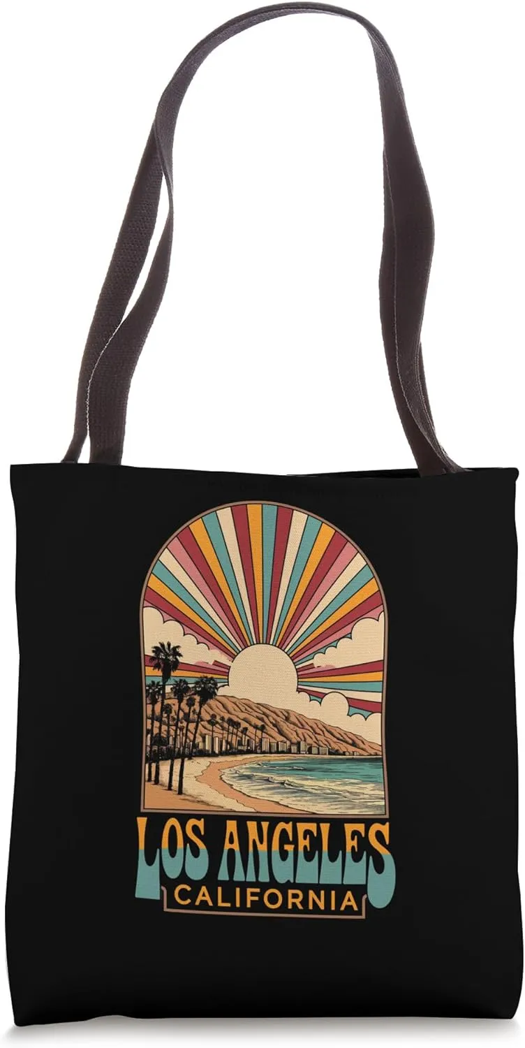 Vintage Style Los Angeles California Sunset Retro Tote Bag
