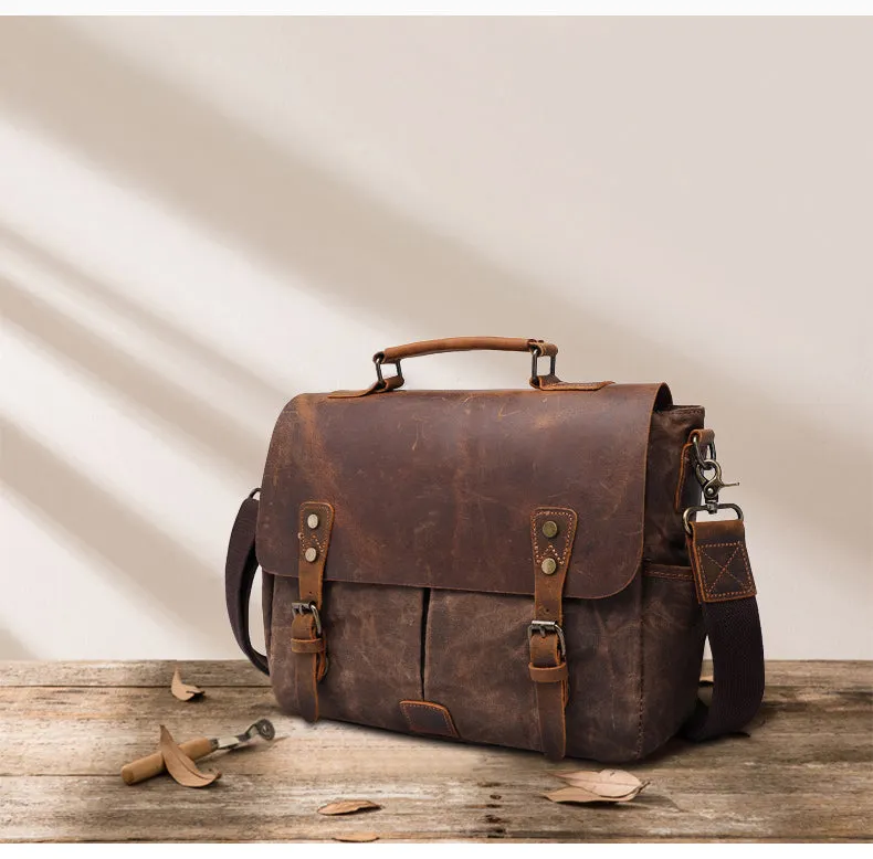Vintage Wax Canvas Messenger Bag for Men