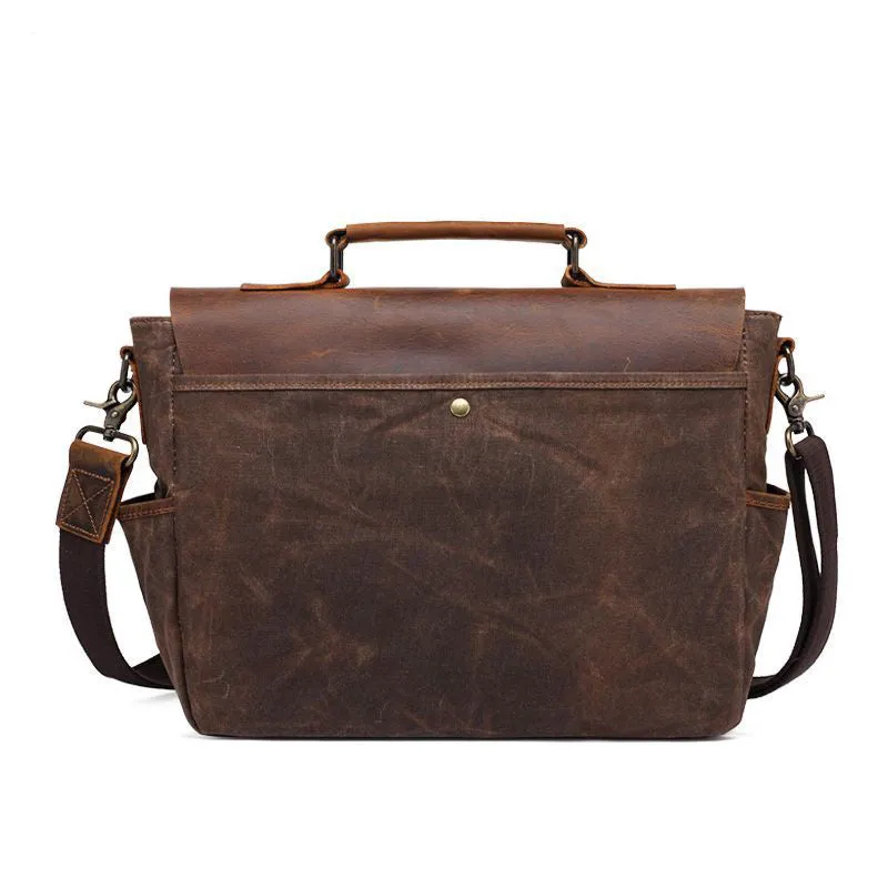 Vintage Wax Canvas Messenger Bag for Men