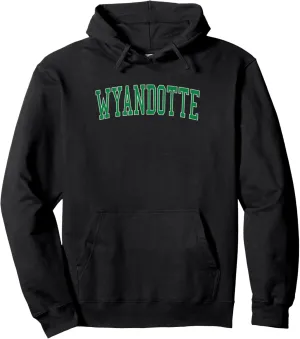Vintage Wyandotte MI Distressed Green Varsity Style Pullover Hoodie