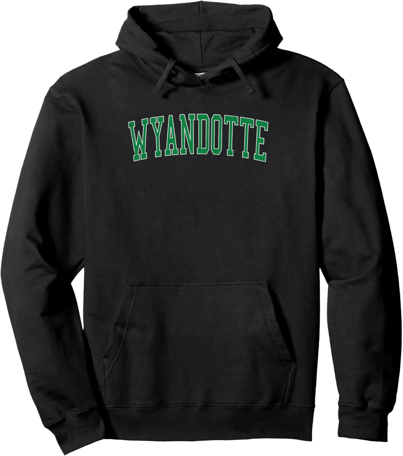 Vintage Wyandotte MI Distressed Green Varsity Style Pullover Hoodie