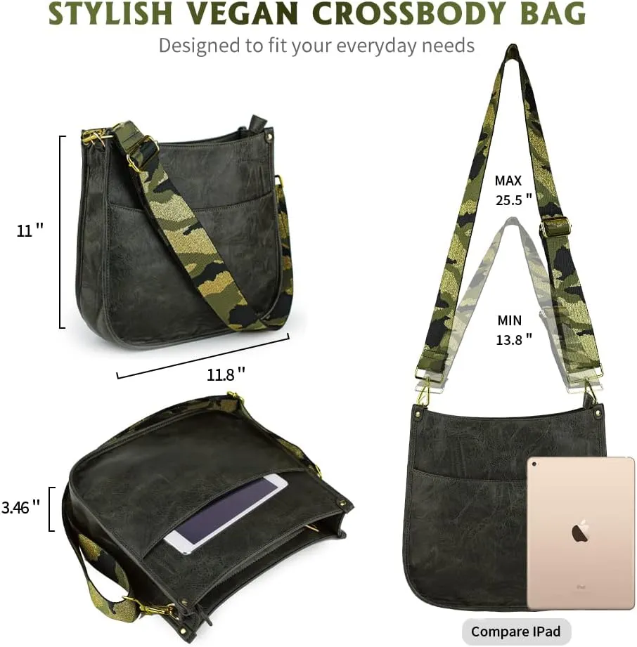 Viva Terry Vegan Leather Crossbody Fashion Shoulder Bag Purse with Adjustable Strap