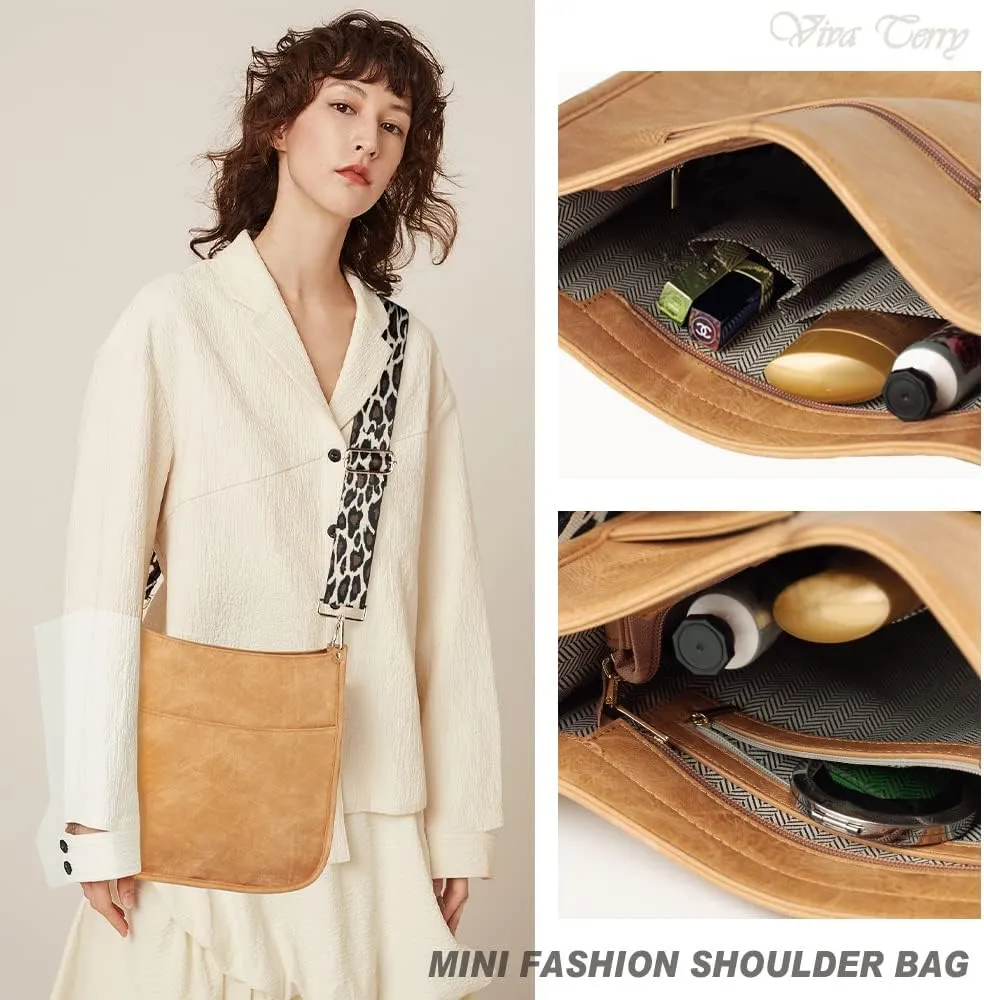 Viva Terry Vegan Leather Crossbody Fashion Shoulder Bag Purse with Adjustable Strap