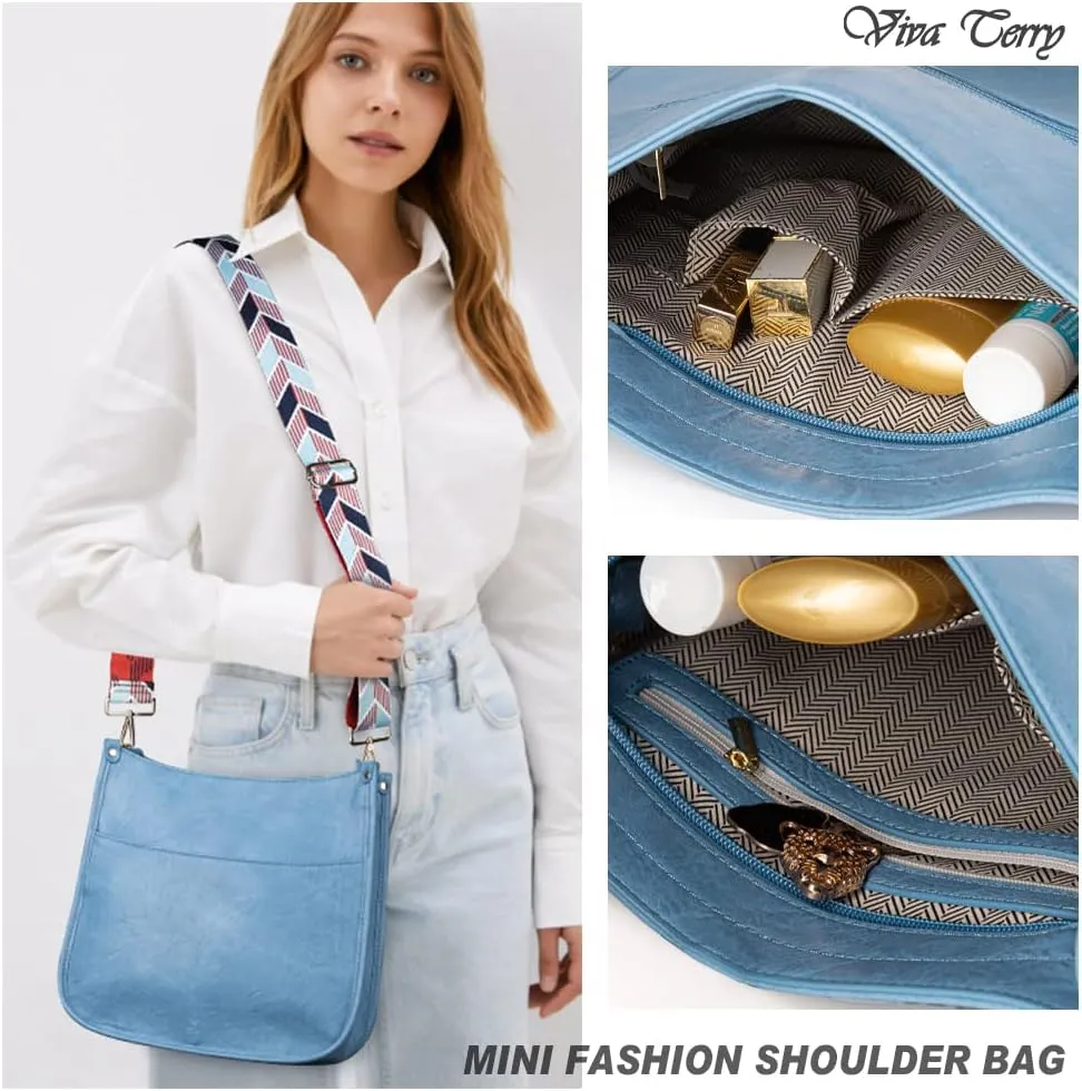 Viva Terry Vegan Leather Crossbody Fashion Shoulder Bag Purse with Adjustable Strap