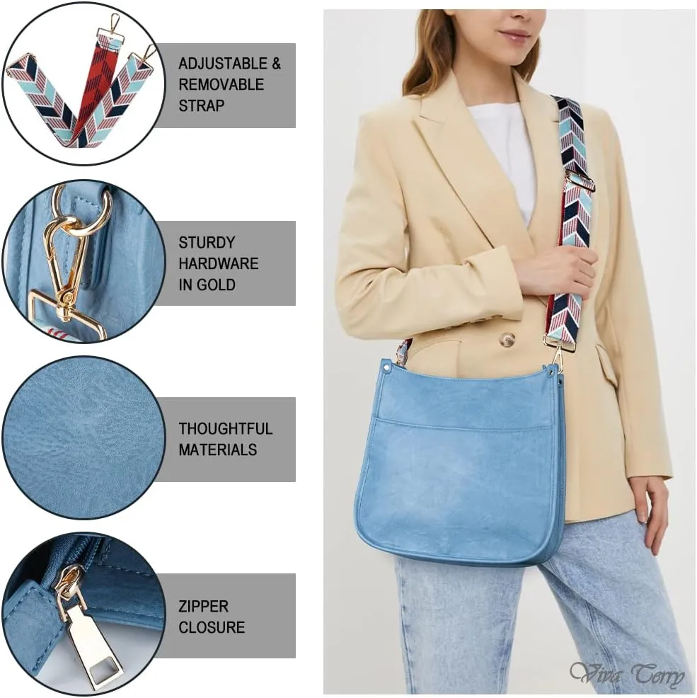 Viva Terry Vegan Leather Crossbody Fashion Shoulder Bag Purse with Adjustable Strap