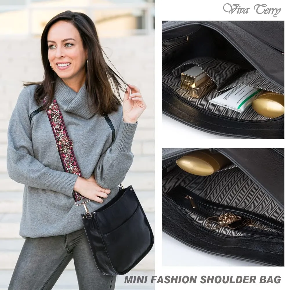 Viva Terry Vegan Leather Crossbody Fashion Shoulder Bag Purse with Adjustable Strap