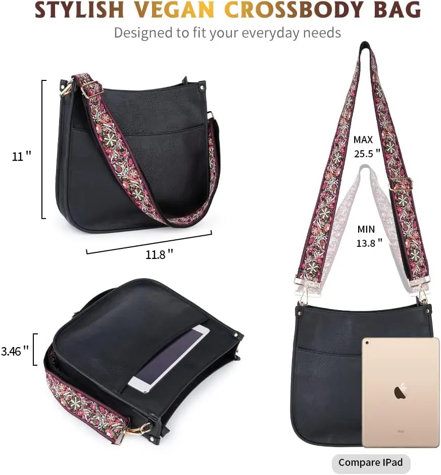 Viva Terry Vegan Leather Crossbody Fashion Shoulder Bag Purse with Adjustable Strap
